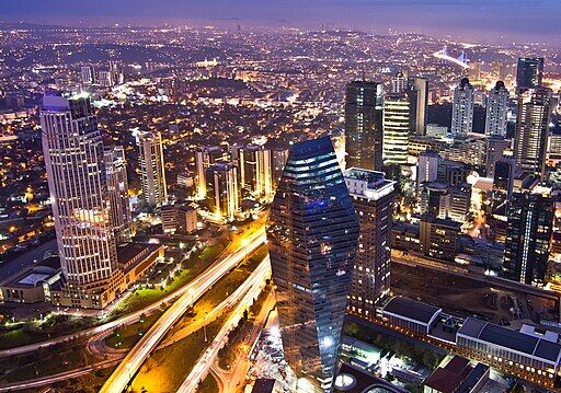 A view of Levent financial district in Istanbul from the observation deck of Istanbul Sapphire