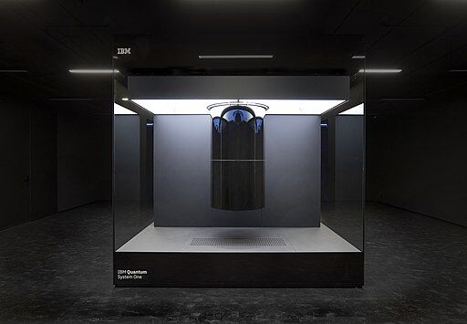Image shows an IBM Quantum System One in Ehningen, Germany.